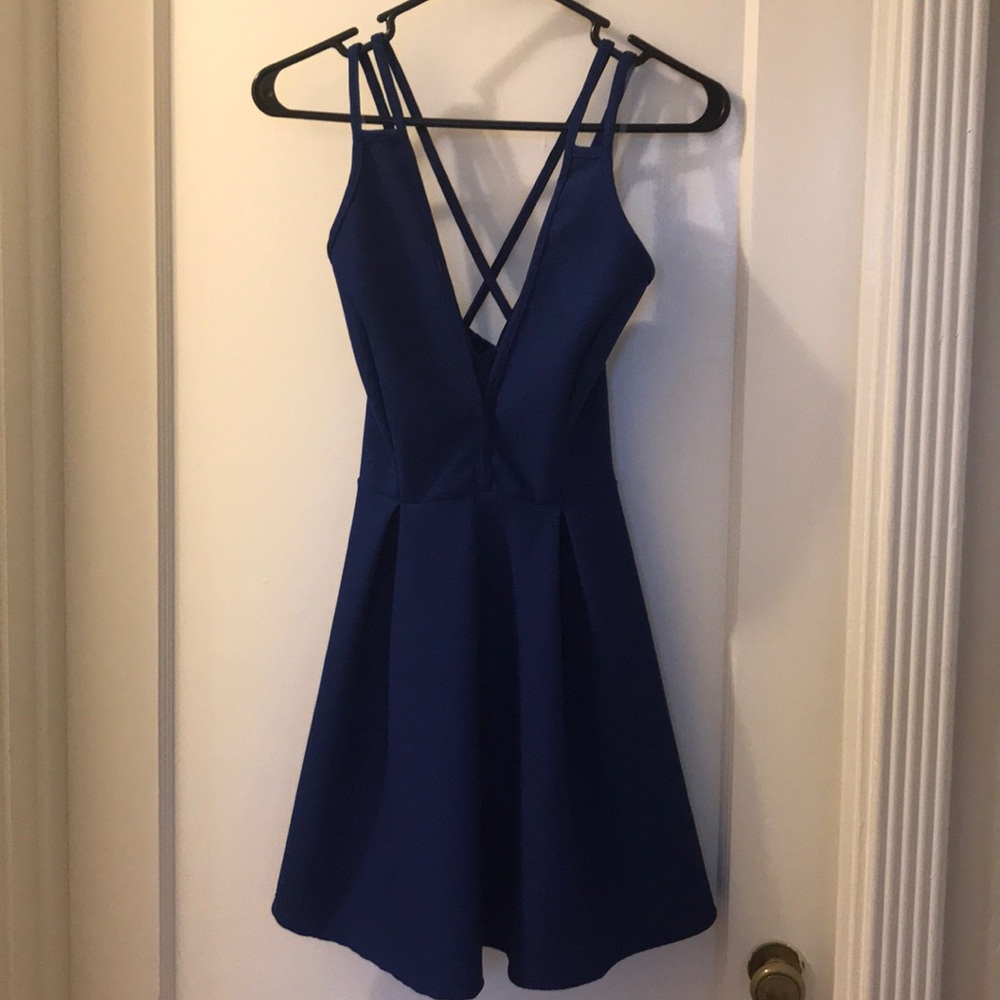 Blue cross cross back dress